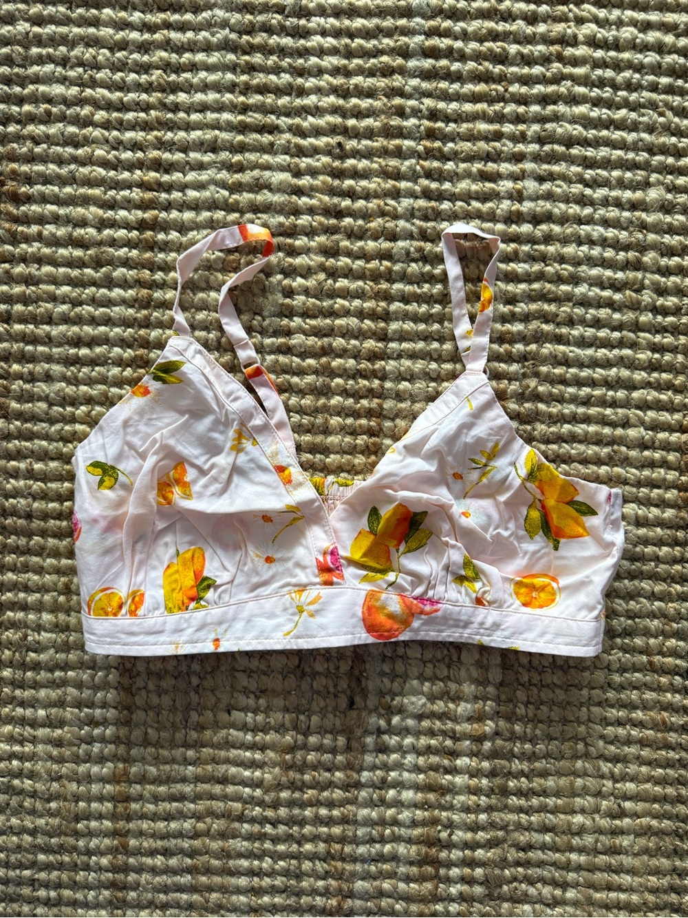 Old Navy Printed Smock Bralette Top in Pink Floral Citrus Size Medium - NWOT!